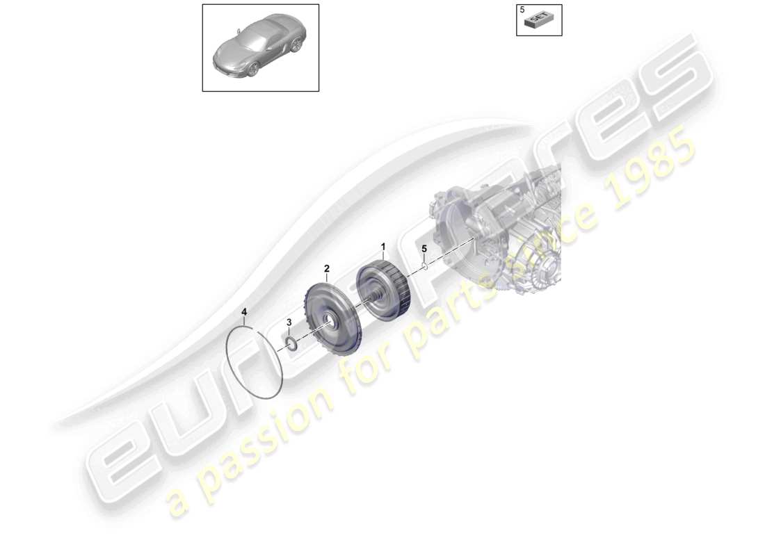 porsche 2014 (981 boxster) - pdk - diagrama de piezas del embrague de la caja de cambios para caja de cambios de doble embrague