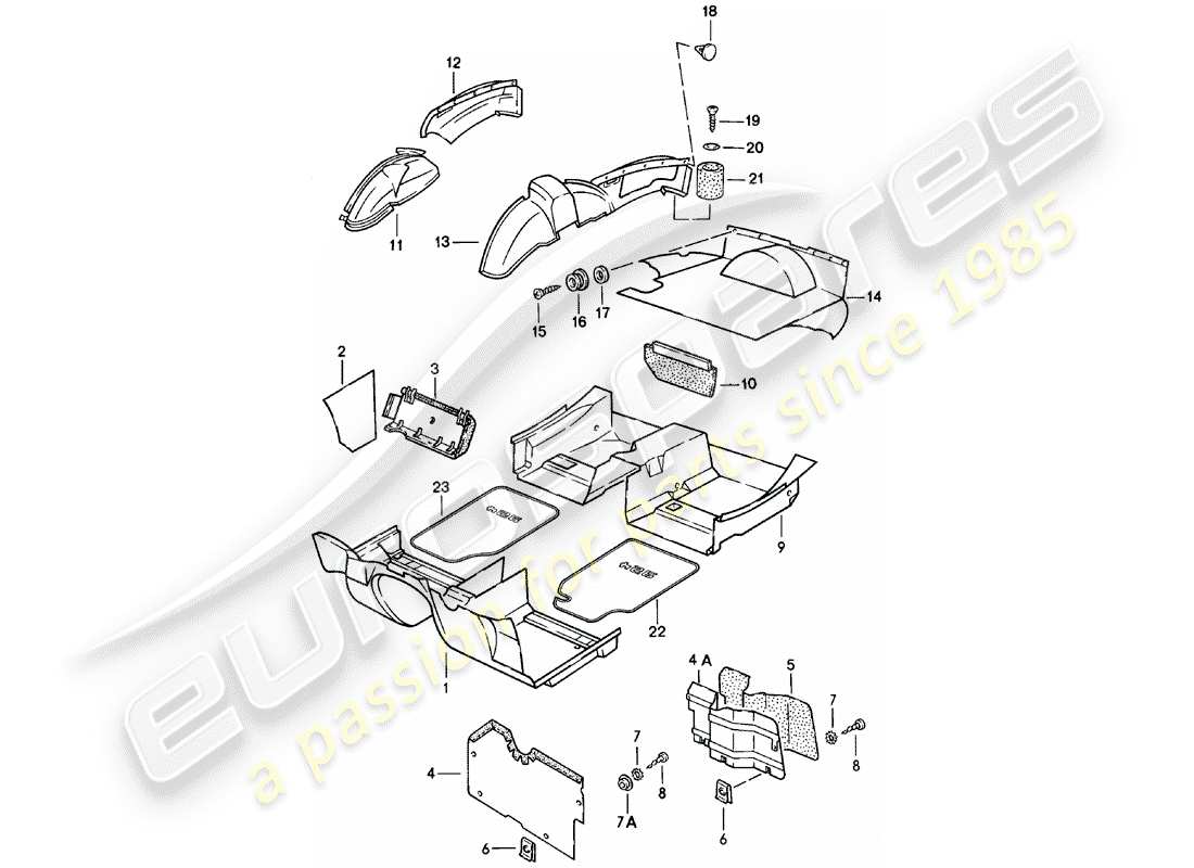 porsche 1981 (924) acabados - f >> 92-cn406 384 - f >> 93-cn100 861 diagrama de piezas