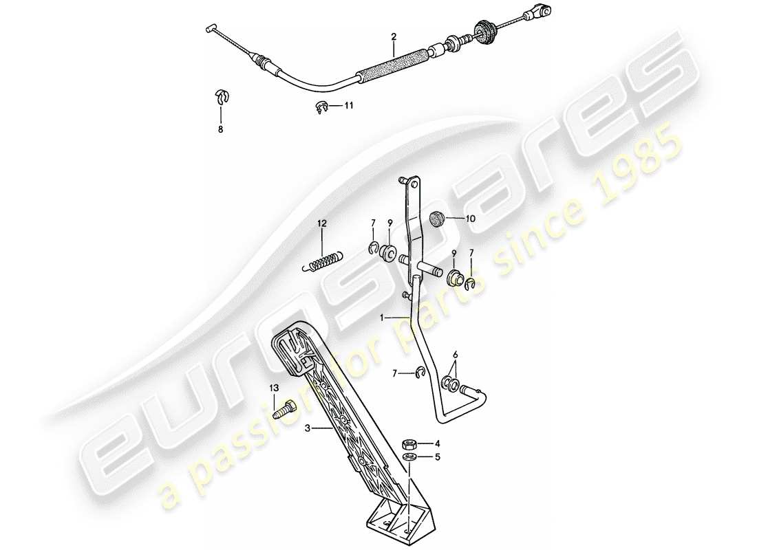 porsche 1987 (924s) mando del acelerador - para - caja de cambios manual diagrama de piezas