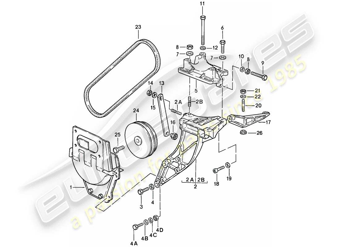 porsche 1985 (911) compresor - montaje - y - mecanismo de impulsión diagrama de piezas