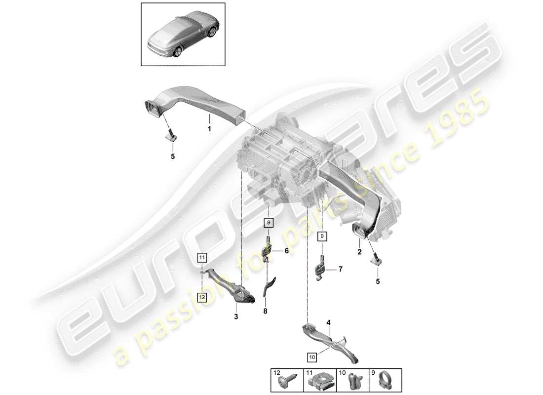 porsche 2017 (panamera 971-1) diagrama de piezas del conducto de aire