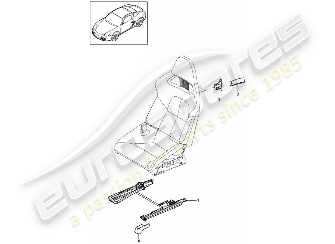 porsche 2012 (987 cayman) diagrama de piezas de seat