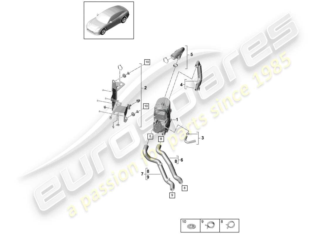 porsche 2020 (panamera 971-1) calentador adicional diagrama de piezas