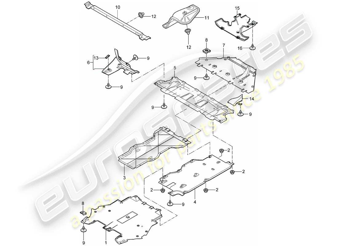 porsche 2008 (997-1 gt3) adornos diagrama de piezas