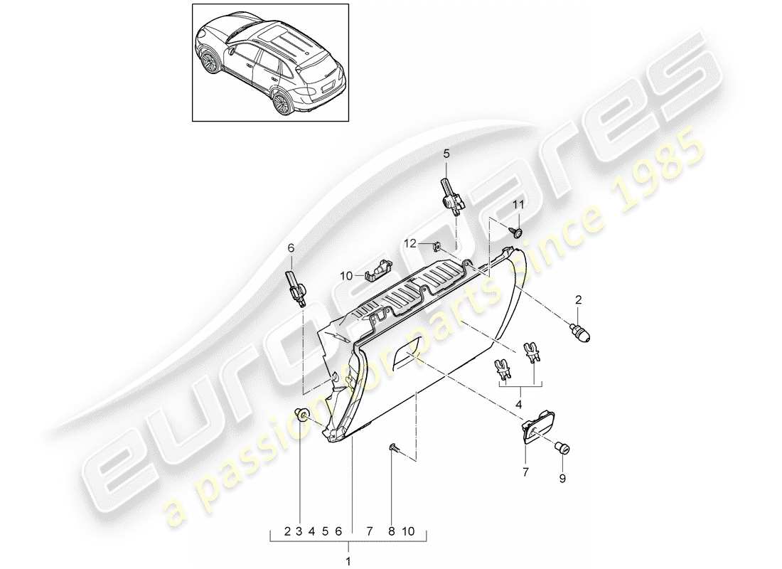 porsche 2014 (cayenne e2 92a) guantera diagrama de piezas