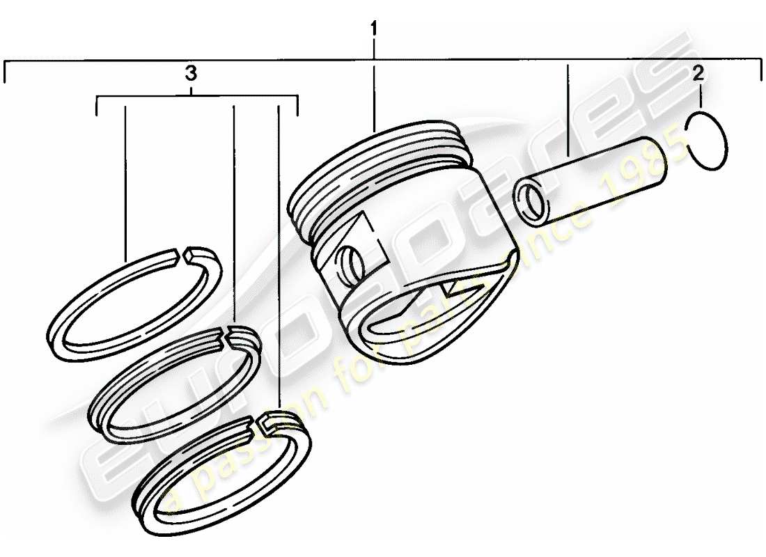 porsche 924s (1986) piston - piston ring part diagram