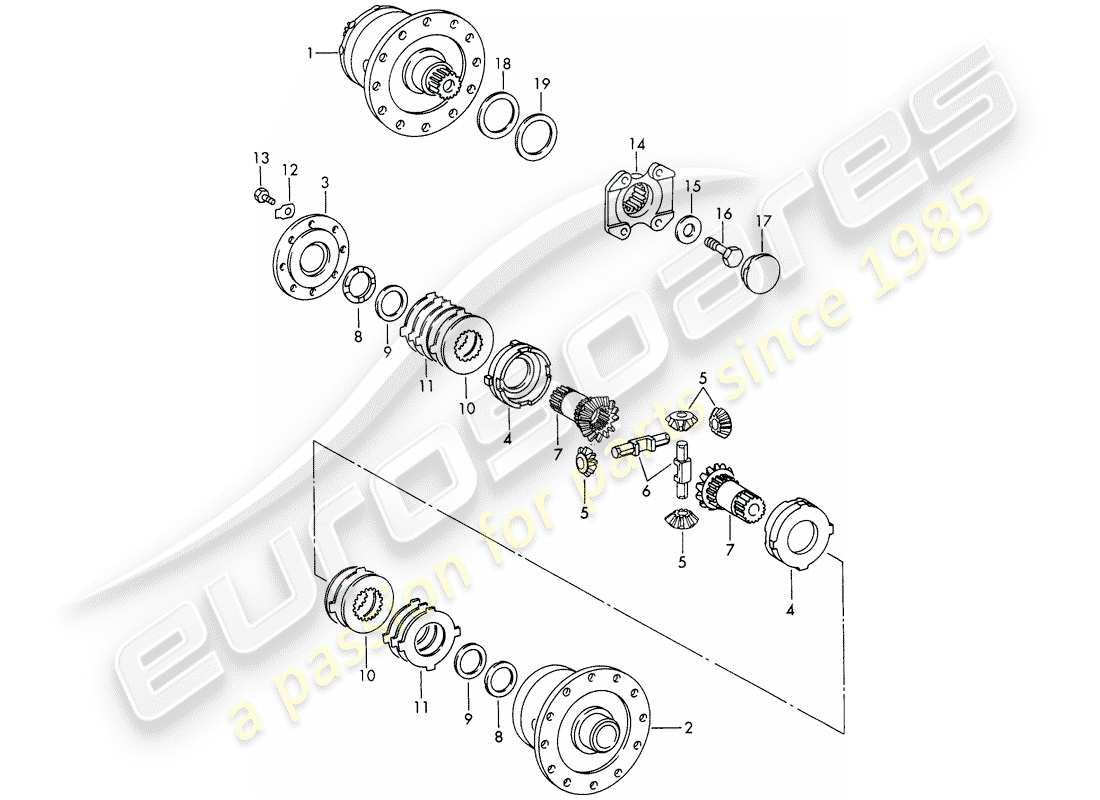 porsche 1968 (911/912) diferencial de deslizamiento limitado - d >> - mj 1968 diagrama de piezas