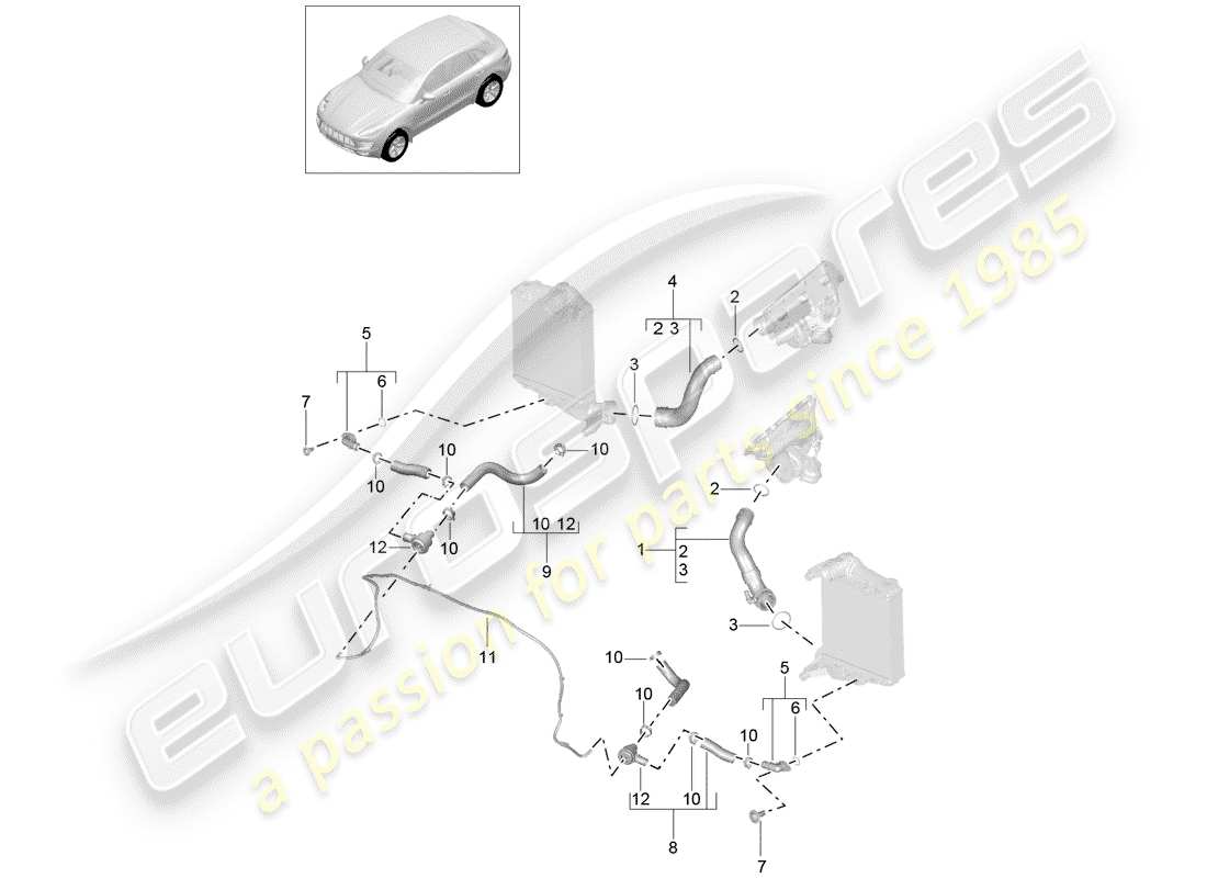 porsche 2016 (macan) para vehículos con carga diagrama de partes
