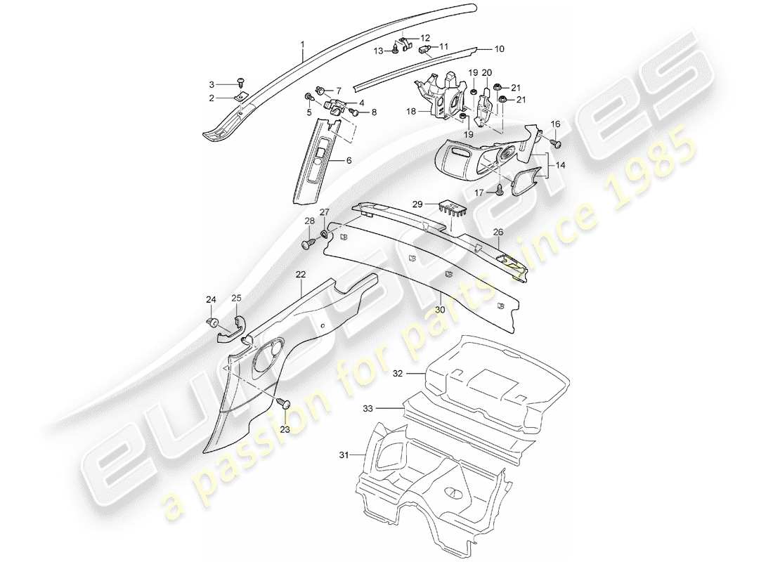 porsche 2004 (996) adornos - d - mj 2002>> diagrama de piezas
