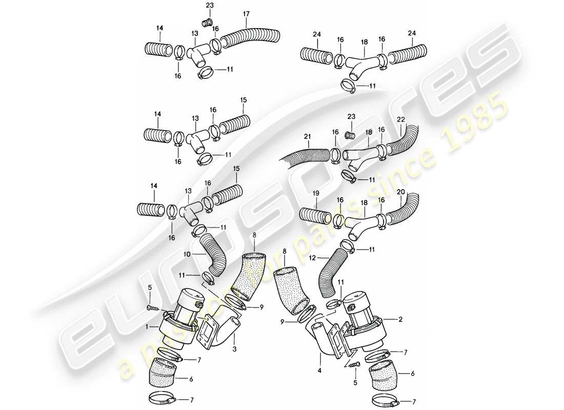 porsche 1986 (911) soplador adicional diagrama de piezas