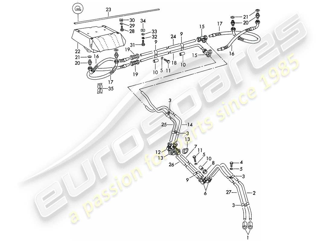 porsche 1962 (356b/356c) tubo de aceite - enfriador de aceite diagrama de piezas