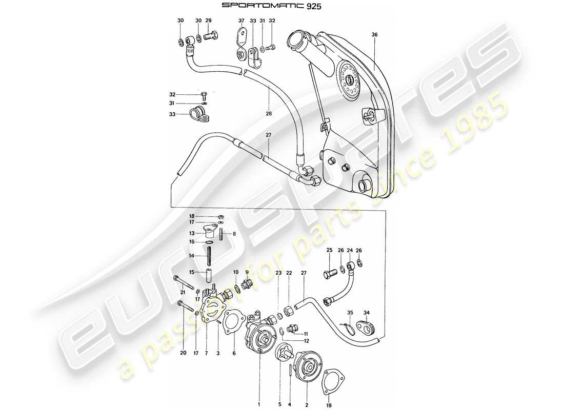 porsche 1977 (911) suministro de aceite - para - convertidor de par - diagrama de piezas del tanque de aceite