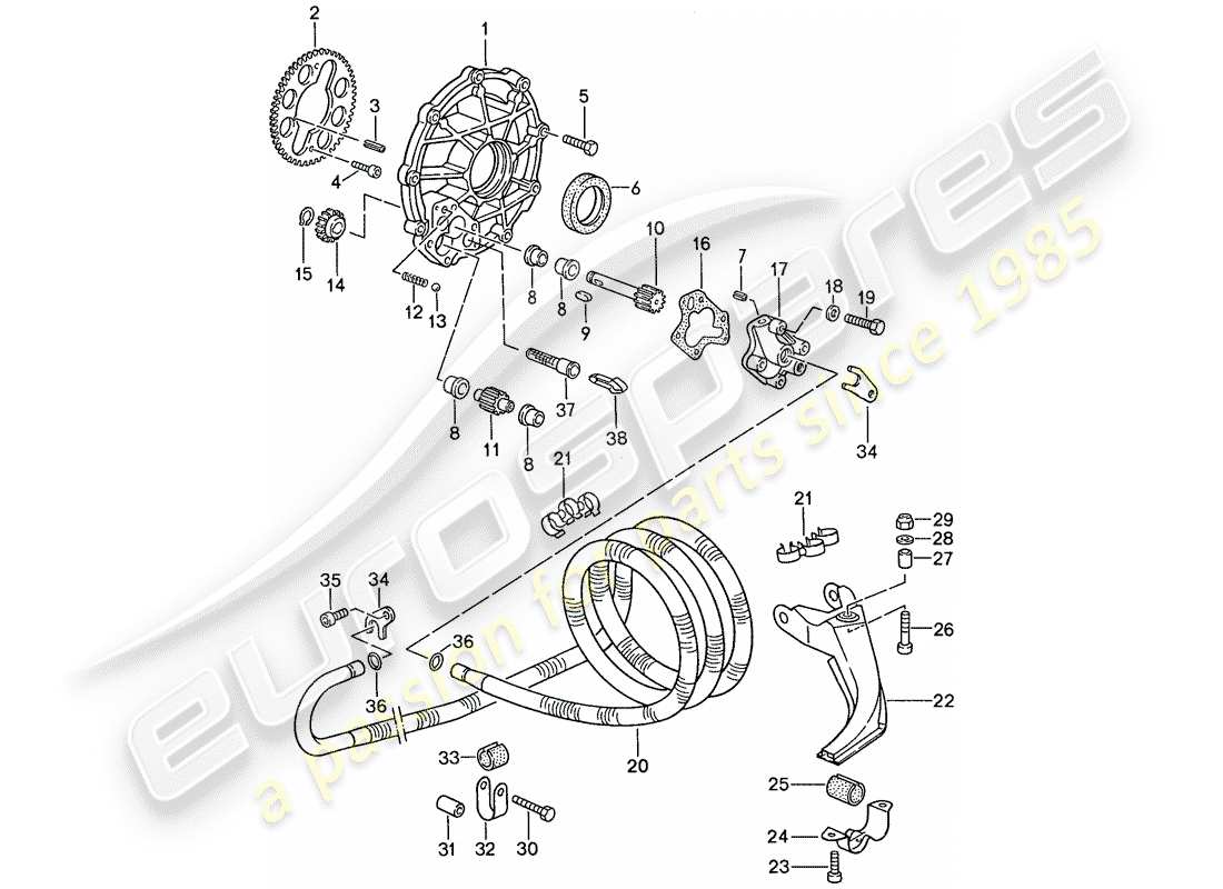 porsche 1989 (944) diagrama de piezas de enfriamiento de aceite