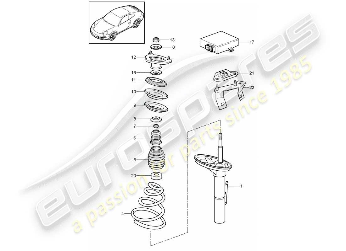 porsche 997 gen. 2 (2010) diagrama de piezas de suspensión