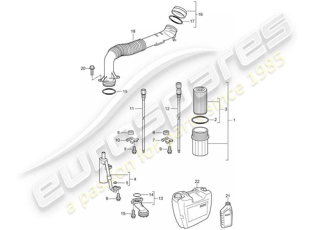 porsche 2007 (997-1) lubricación del motor diagrama de piezas