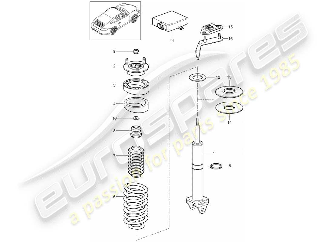 porsche 997 gen. 2 (2009) diagrama de piezas del amortiguador