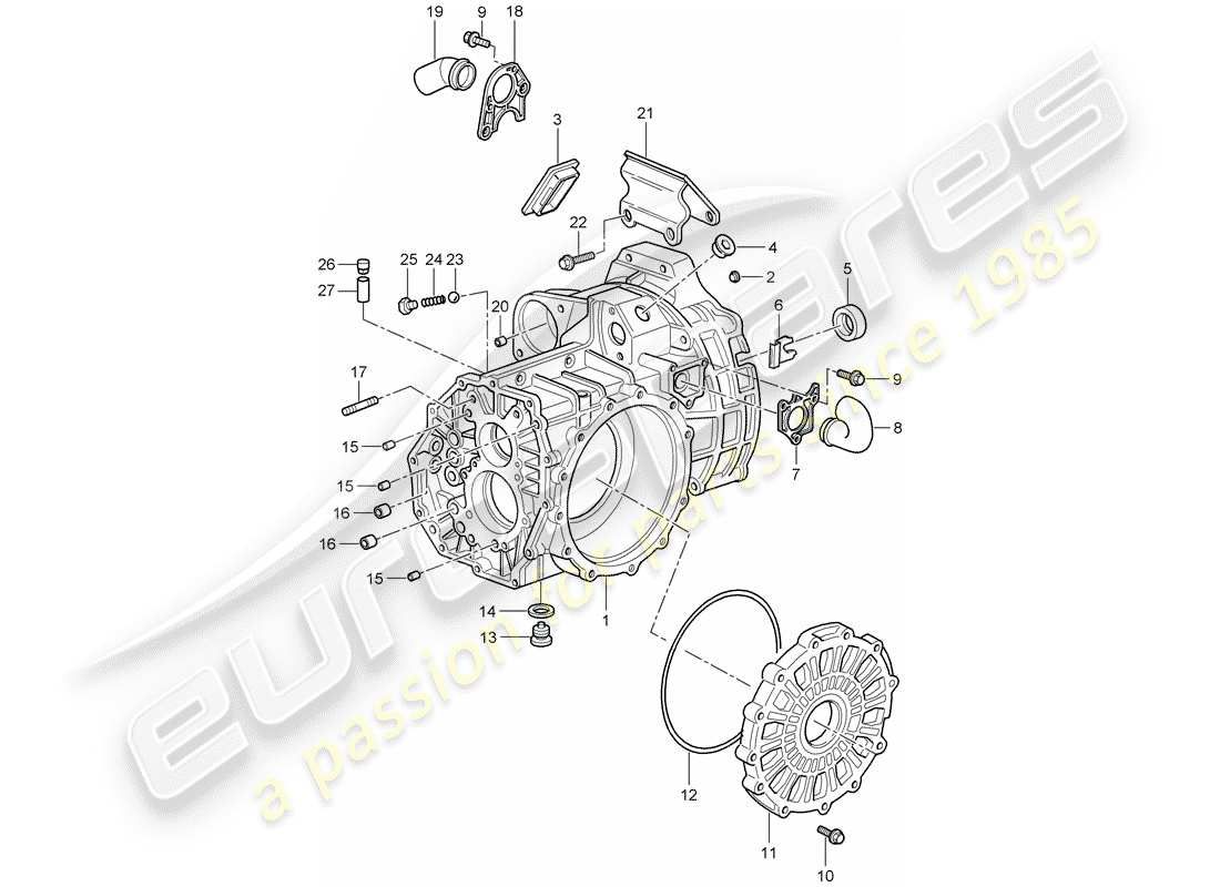 porsche 2010 (997-2 gt3) caja de transmisión diagrama de piezas