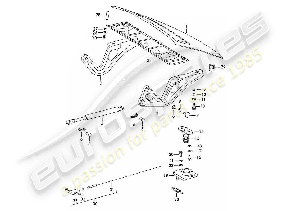 porsche 1966 (911/912) diagrama de piezas de la cubierta