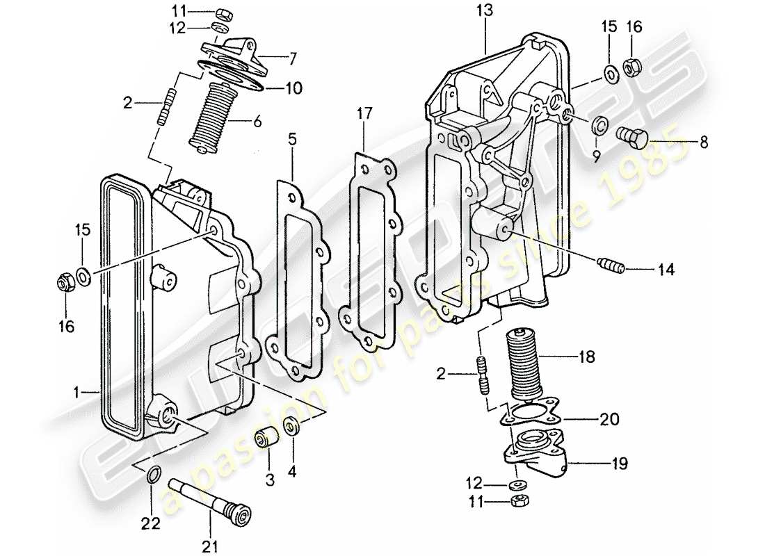 porsche 1987 (959) caja de cadena diagrama de piezas