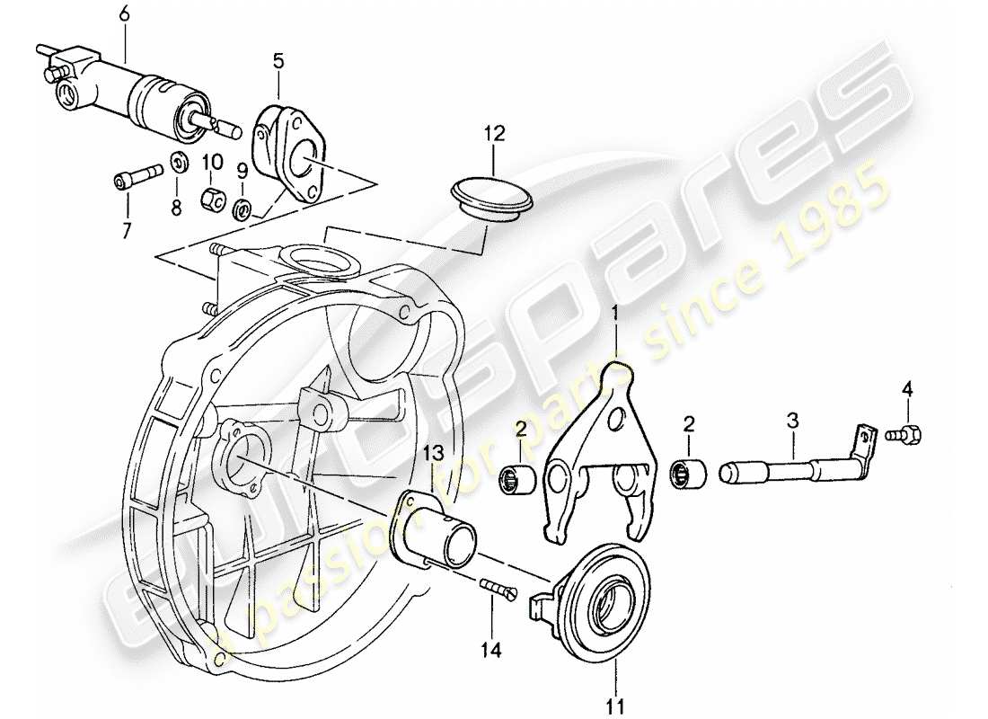 porsche 1988 (959) liberación del embrague diagrama de piezas