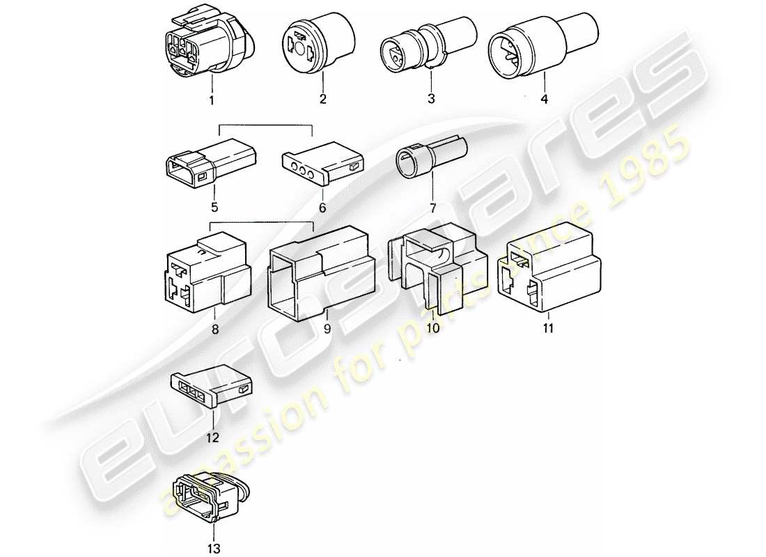 porsche 1984 (911) carcasa del conector diagrama de piezas