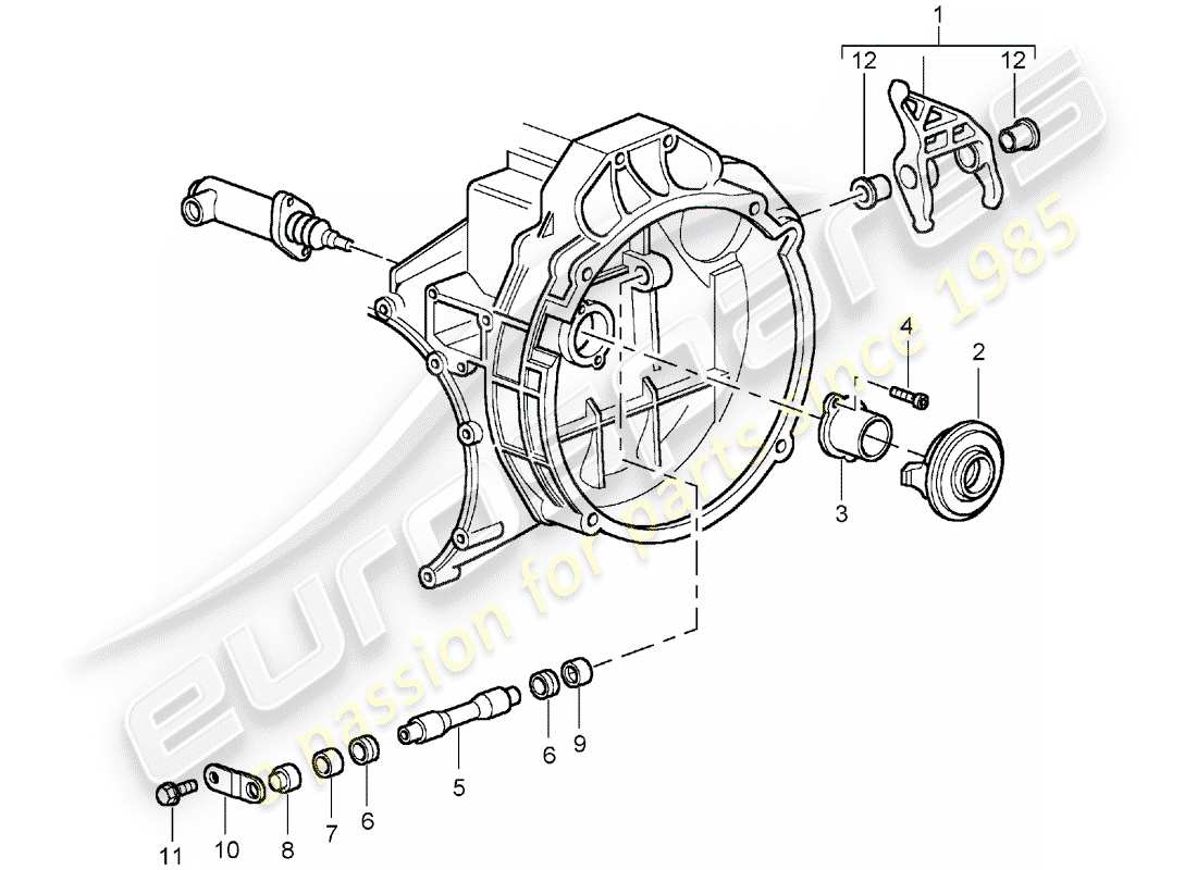 porsche 2002 (996 gt3) liberación del embrague diagrama de piezas