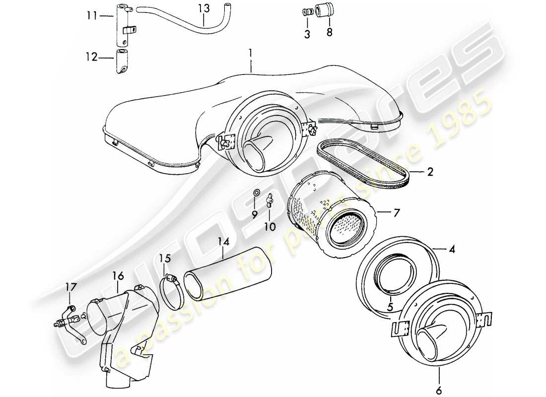 porsche 1972 (911) sistema de limpiador de aire - para - sistema de inyección - d - mj 1972>> diagrama de piezas