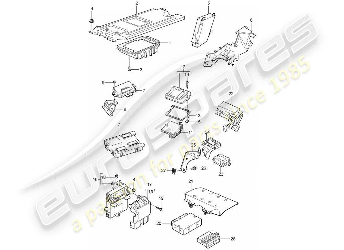 porsche 2009 997-2 turbo / gt2 unidades de control diagrama de piezas