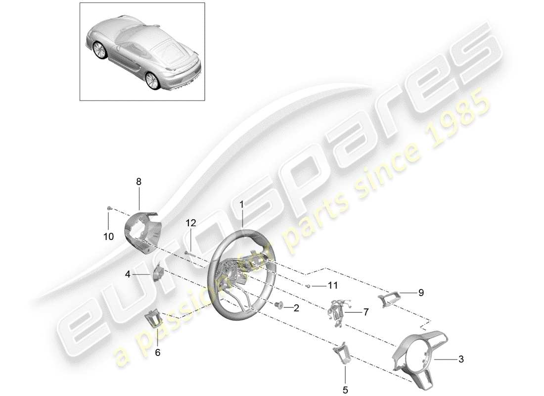porsche 2016 (981 cayman gt4) volantes diagrama de piezas