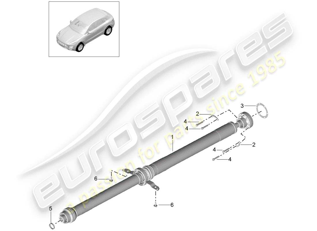 porsche 2016 (macan) árbol de transmisión diagrama de piezas