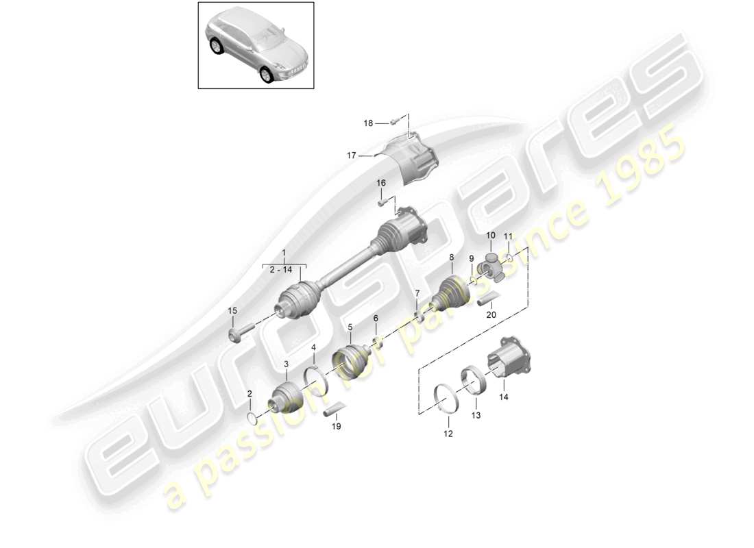 porsche 2017 (macan) eje de transmisión d - mj 2017>> diagrama de piezas