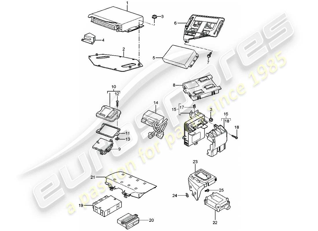 porsche 2008 (987 boxster) unidades de control diagrama de piezas