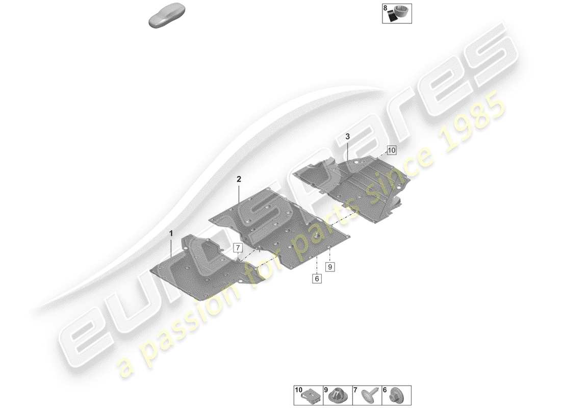 porsche 2020 (992-1) revestimiento de bajos diagrama de piezas