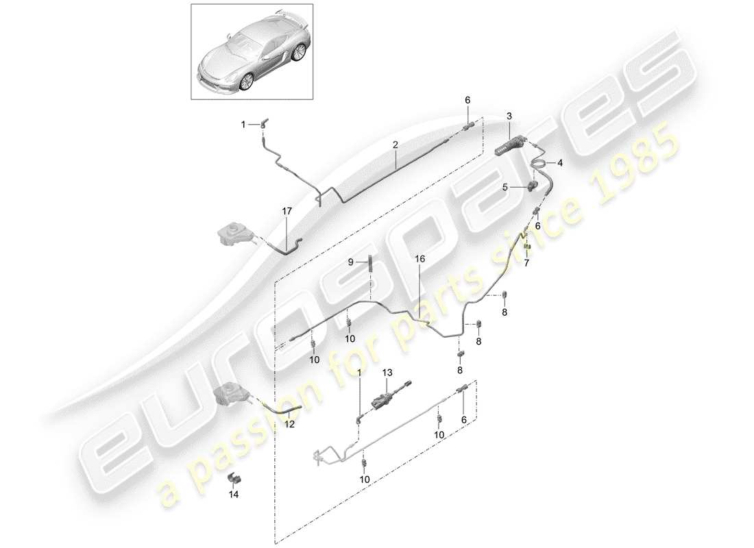 porsche 2016 (981 cayman gt4) accionamiento del embrague diagrama de piezas