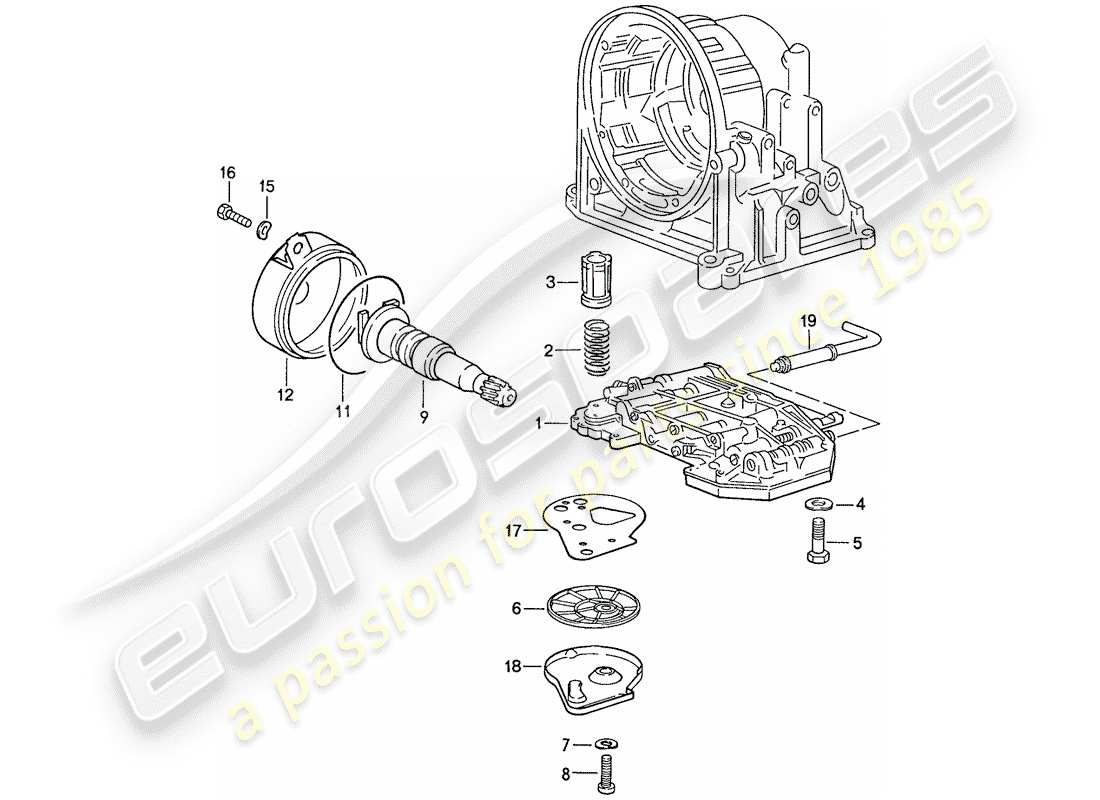 porsche 1991 (944) cuerpo de válvula - colador de aceite - gobernador - para - transmisión automática - d >> - mj 1989 diagrama de piezas