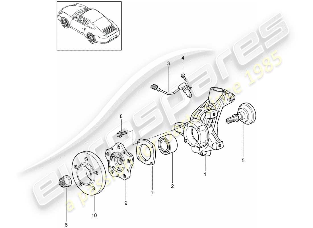 porsche 2012 (997-2) portador de ruedas diagrama de piezas