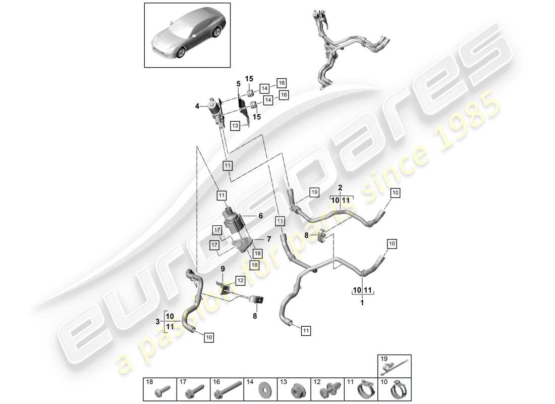 porsche 2017 (panamera 971-1) diagrama de piezas del calentador