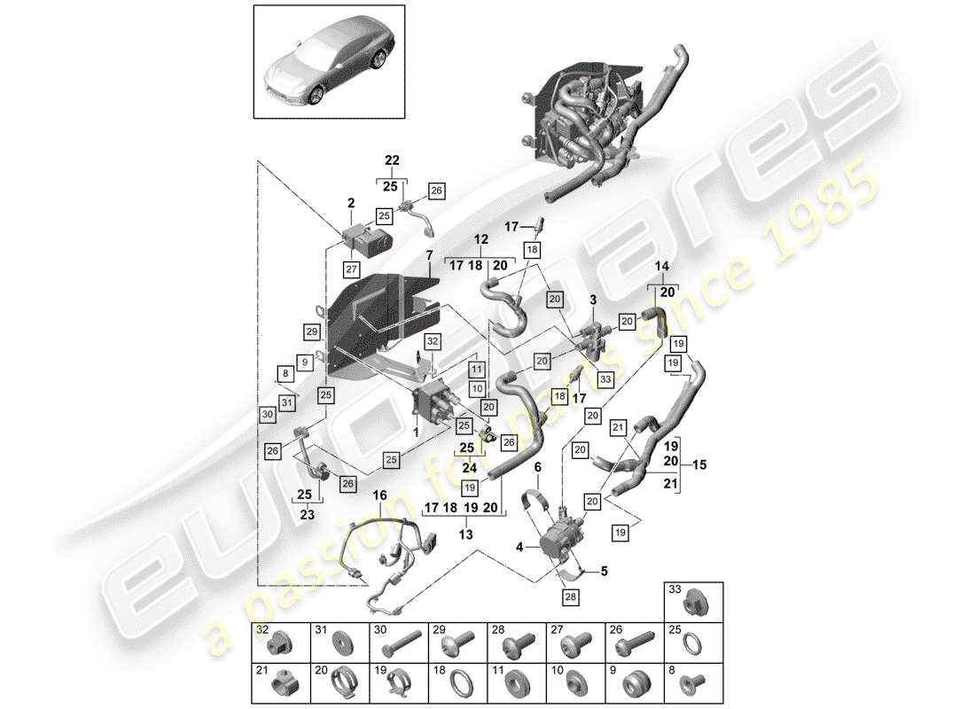 porsche 2017 (panamera 971-1) diagrama de piezas del evaporador