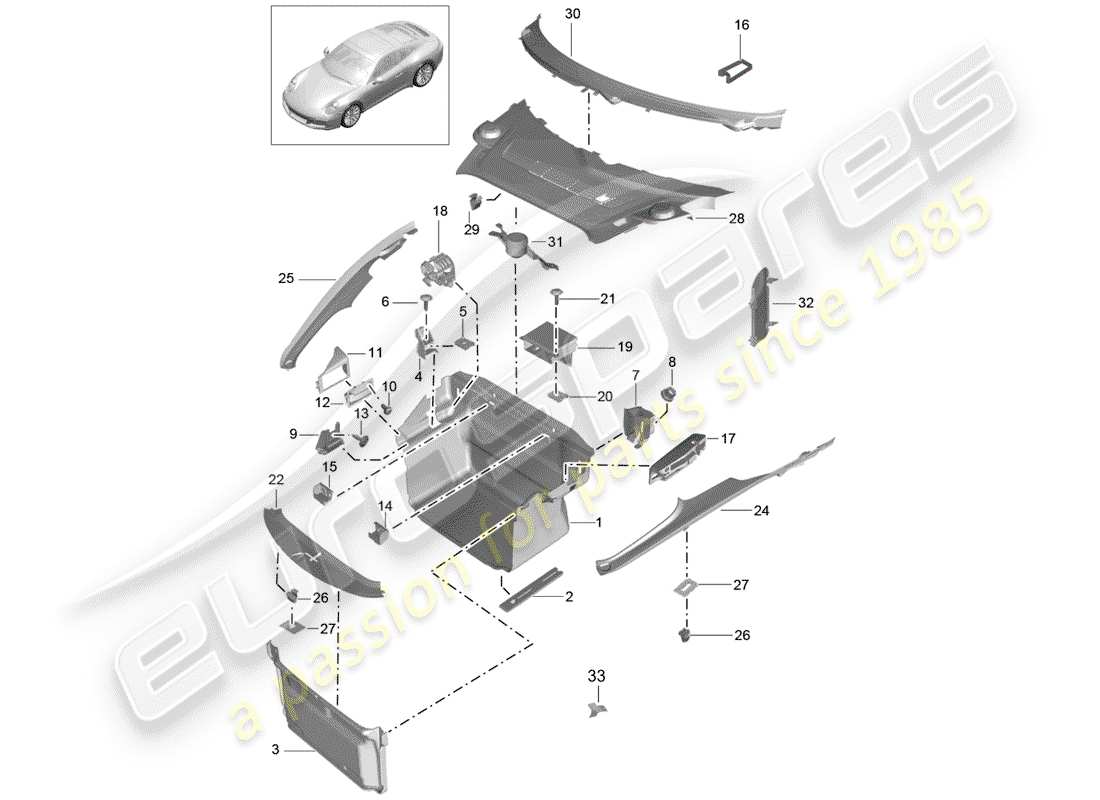porsche 2020 (991-2) forro de bota diagrama de piezas