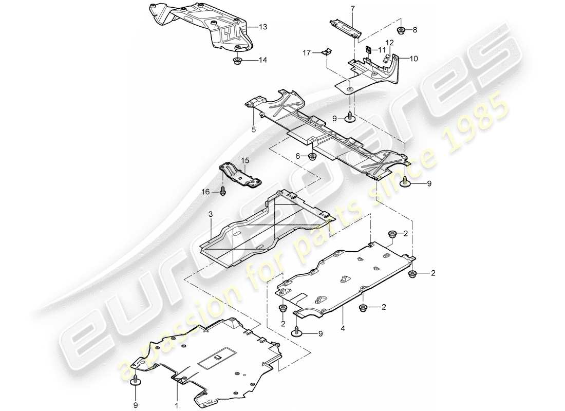 porsche 2007 (987 boxster) diagrama de piezas de trims
