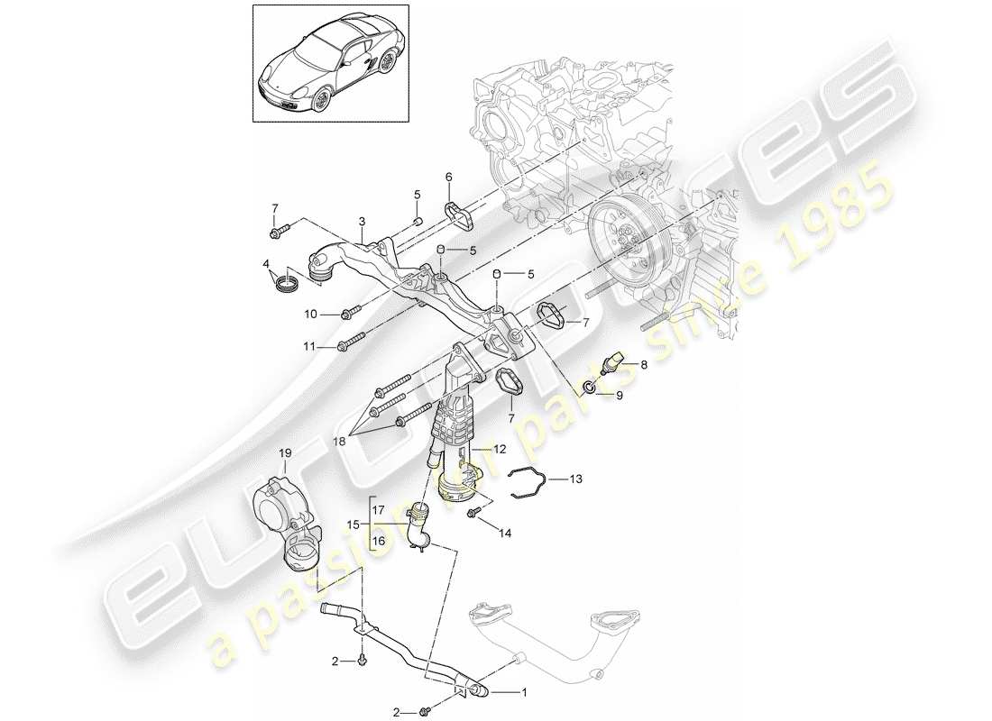 porsche cayman 987 (2009) diagrama de piezas del sub-marco