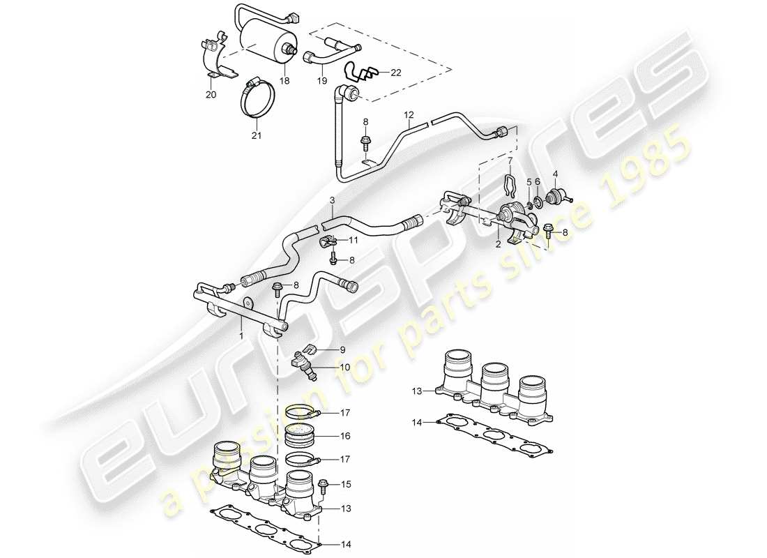 porsche 2007 (997-1 gt3) tubo de recogida de combustible diagrama de piezas