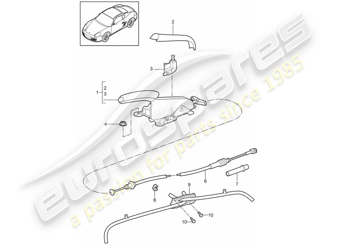 porsche 2011 (987 cayman) freno de mano diagrama de piezas