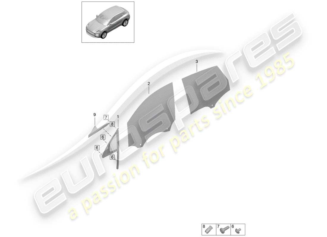 porsche 2019 (macan) diagrama de piezas de sujetadores