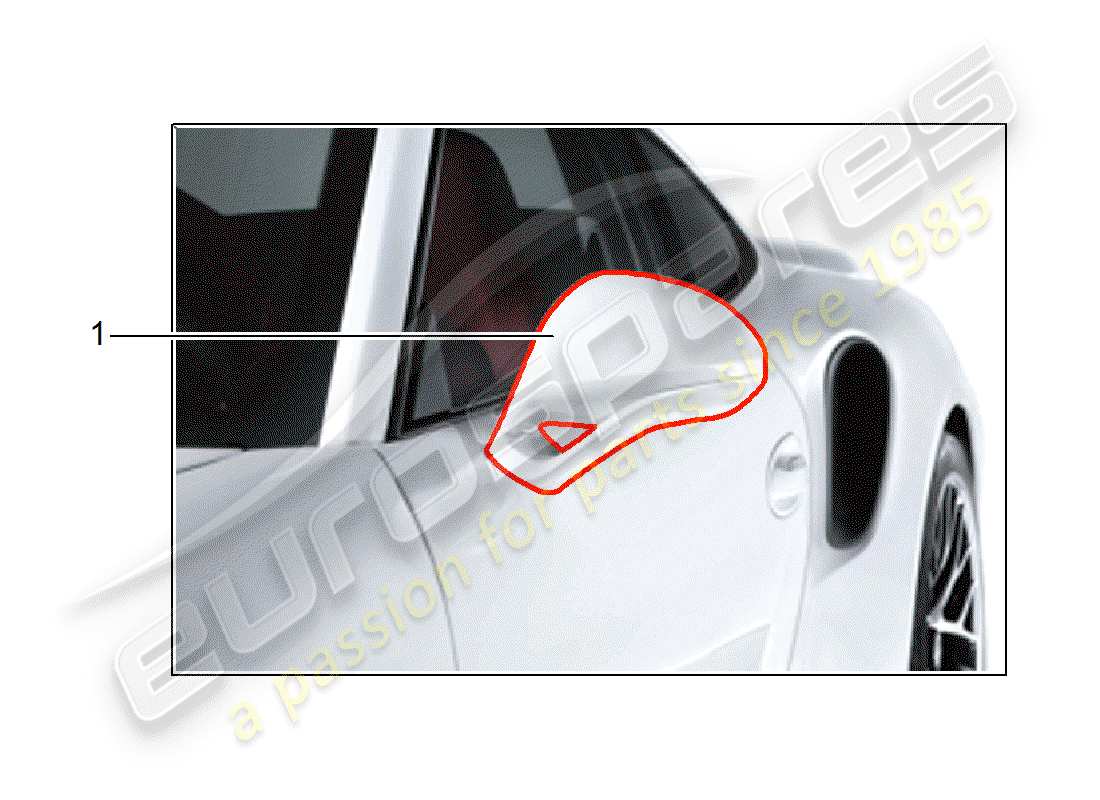 porsche 2013 (tequipment 98x/99x) diagrama de piezas del espejo retrovisor