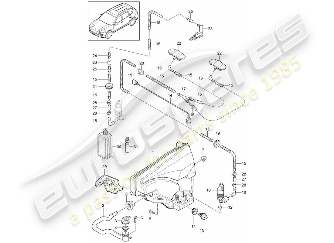 porsche 2016 (cayenne e2 92a) diagrama de piezas de la unidad arandela