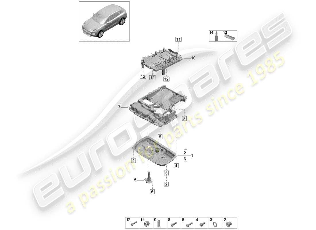 porsche 2019 (macan) diagrama de piezas de la carcasa conductora de aceite