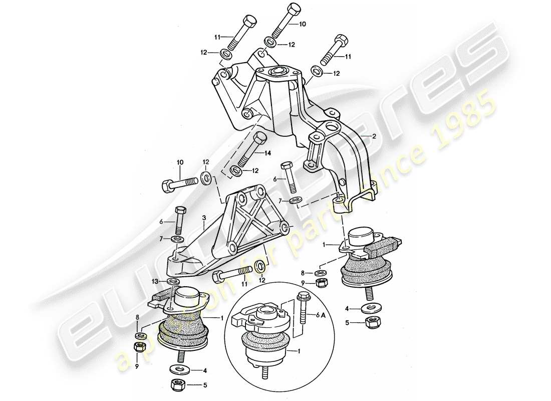 porsche 944 (1991) diagrama de piezas de suspensión del motor