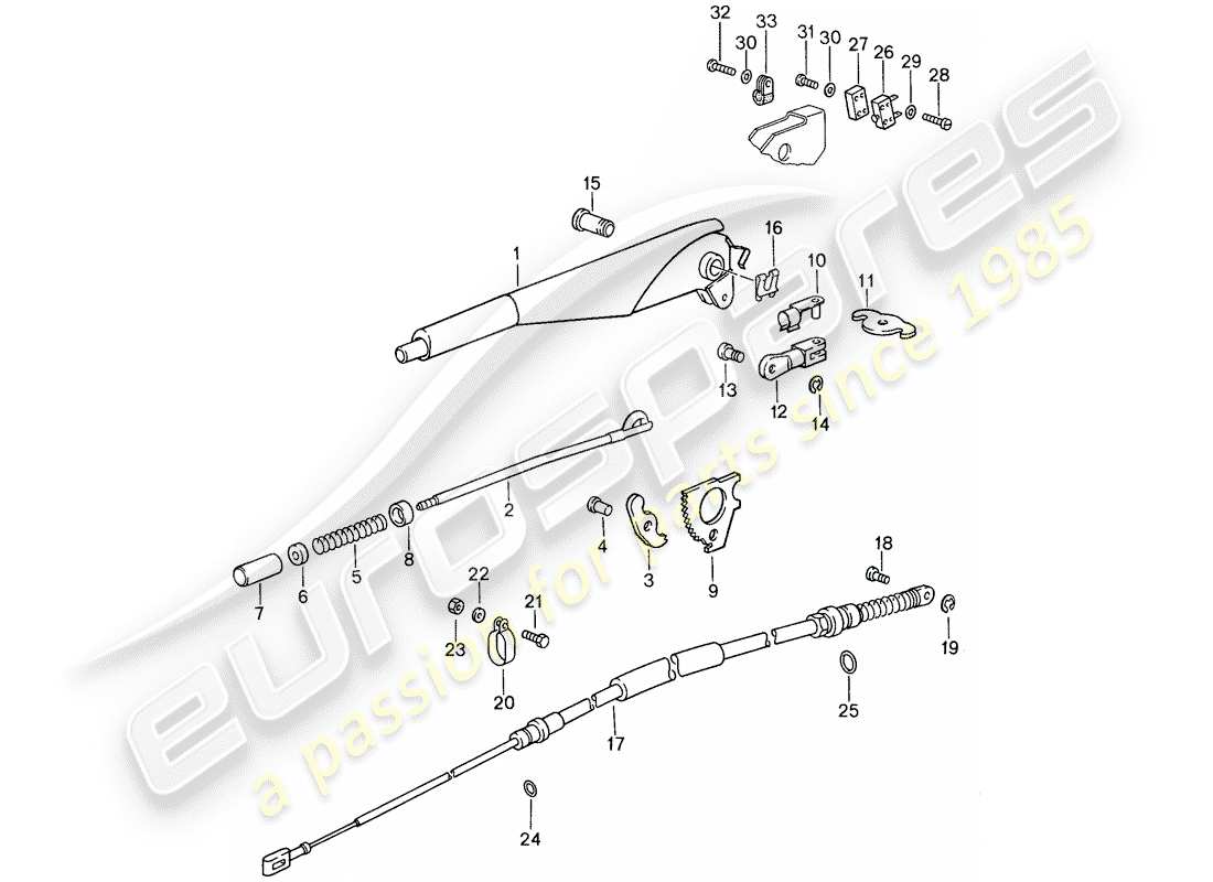 porsche 1987 (959) freno de mano diagrama de piezas