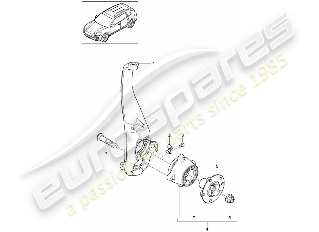porsche 2013 (cayenne e2 92a) cojinete de pivote diagrama de piezas